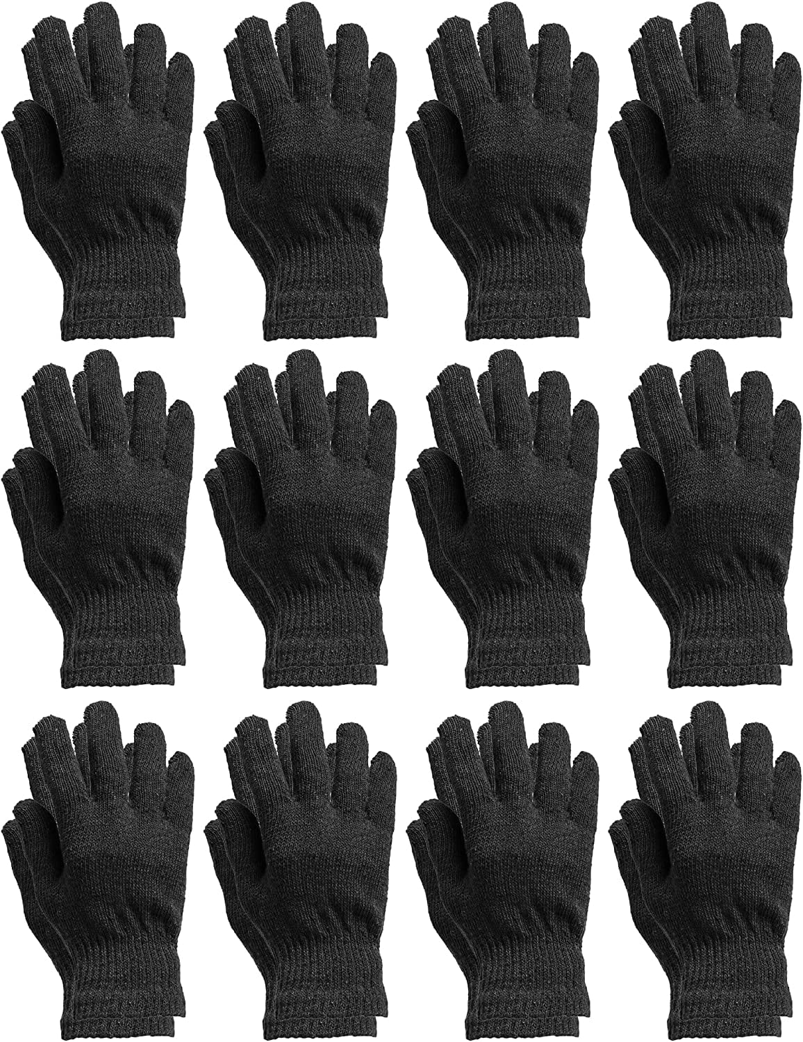 12 Pairs of Winter Gloves Mens Womens Thermal Knit Stretchy Fuzzy