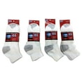 thumbnail image 1 of 12 Pairs of Women's Quarter Length Low Cut Ankle Socks, Cotton (White with gray heel and toes), 1 of 4