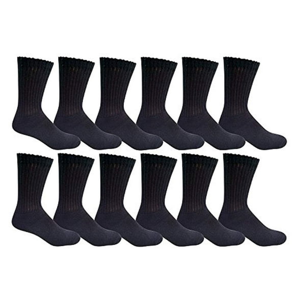 12 Pairs of Yacht & Smith Boys Youth Sports Shoe Socks, Cotton Socks for Boys (9-11, Black)
