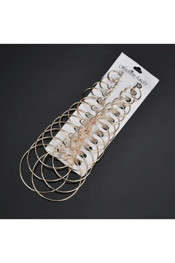 12 Pairs/set Oversize Big Circle Hoop Earring Set Women Simple Punk Jewelry Gift