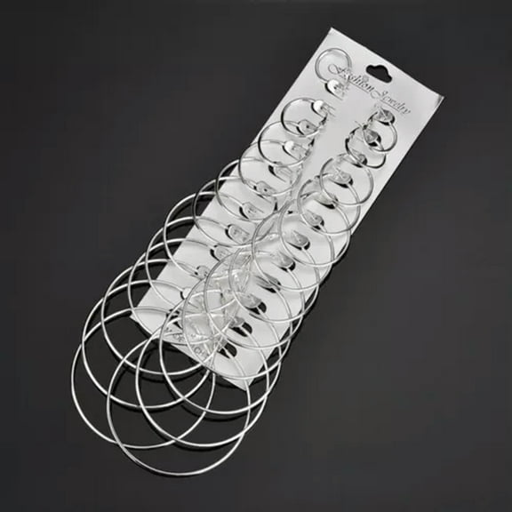 12 Pairs/set Oversize Big Circle Hoop Earring Set Women Simple Punk Jewelry Gift