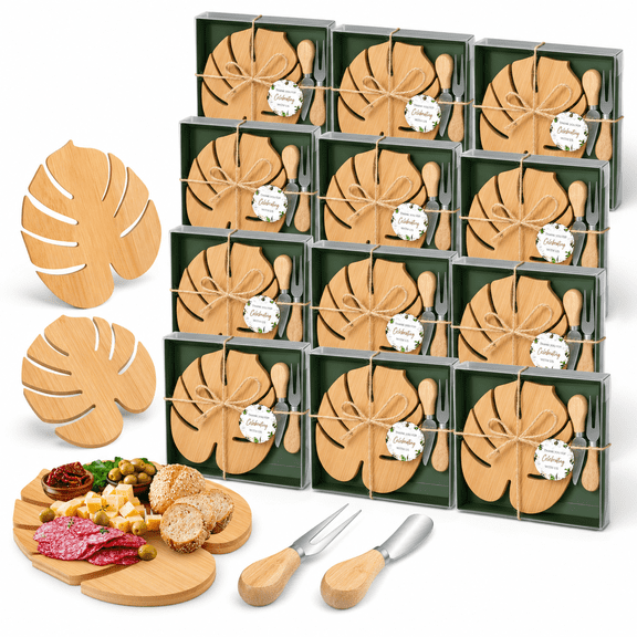 12 Palm Leaf Mini Charcuterie Boards Set