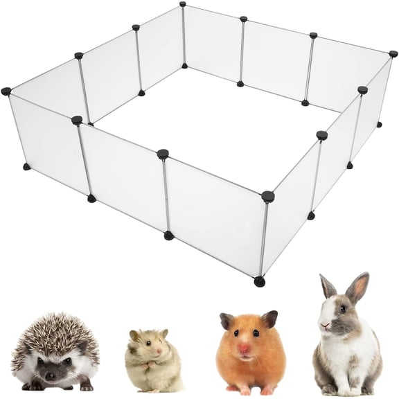 12 Panels 14" x 14", Plastic Pet Playpen for Small Animal, Adjustable Yard Fence for Hedgehog, Guinea Pig, Hamster, Bunny, Rabbit, Turtle