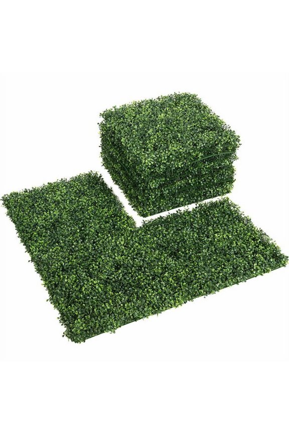 12 Panels 20 x 20" Artificial Grass Boxwood Wall Hedge Mat Privacy Garden Backyard Fence Deck Decor