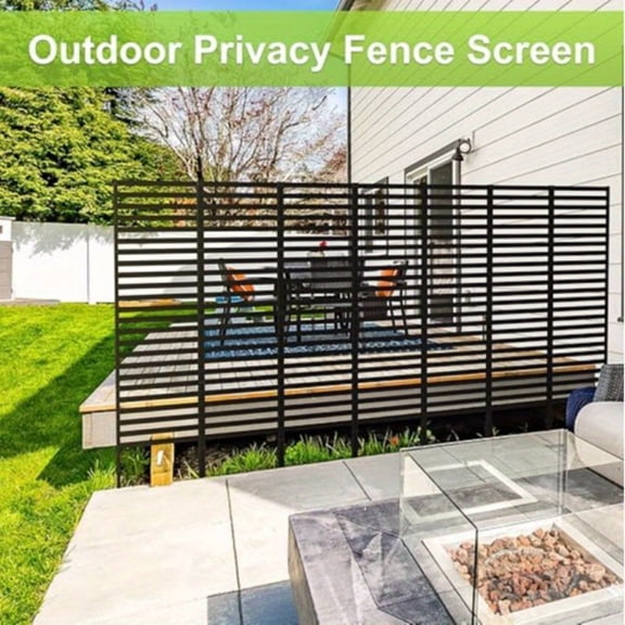 12 Panels Outdoor Privacy Screen Decorative Garden Fence with Heavy Duty Stakes, Metal Air Conditioner Fence Outdoor Dog Fence Border for Landscape Patio Yard