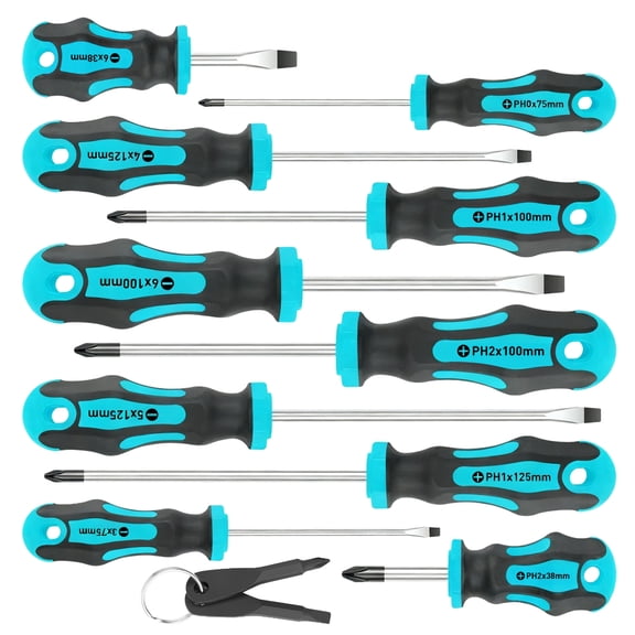 12 Part Magnetic Screwdriver Set Permanent Search Engine Metal Handle For Home Factory Workshop