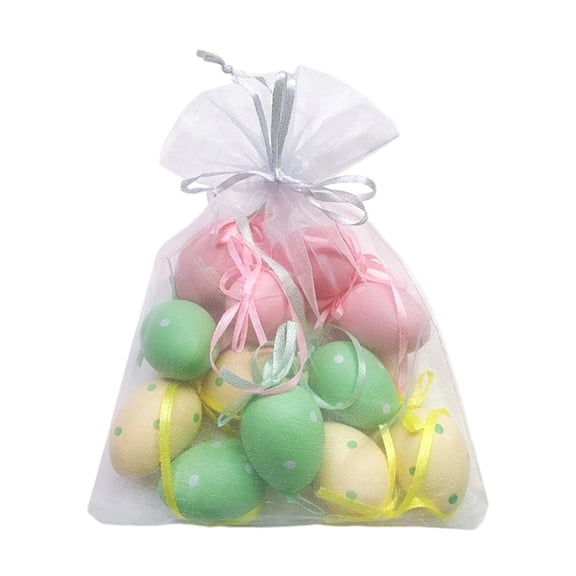 12 Pastel Speckled Easter Eggs, 1.2 in Plastic Hanging Ornaments for DIY Decorations, Easter Basket Stuffers and Party Favors, 12 Count