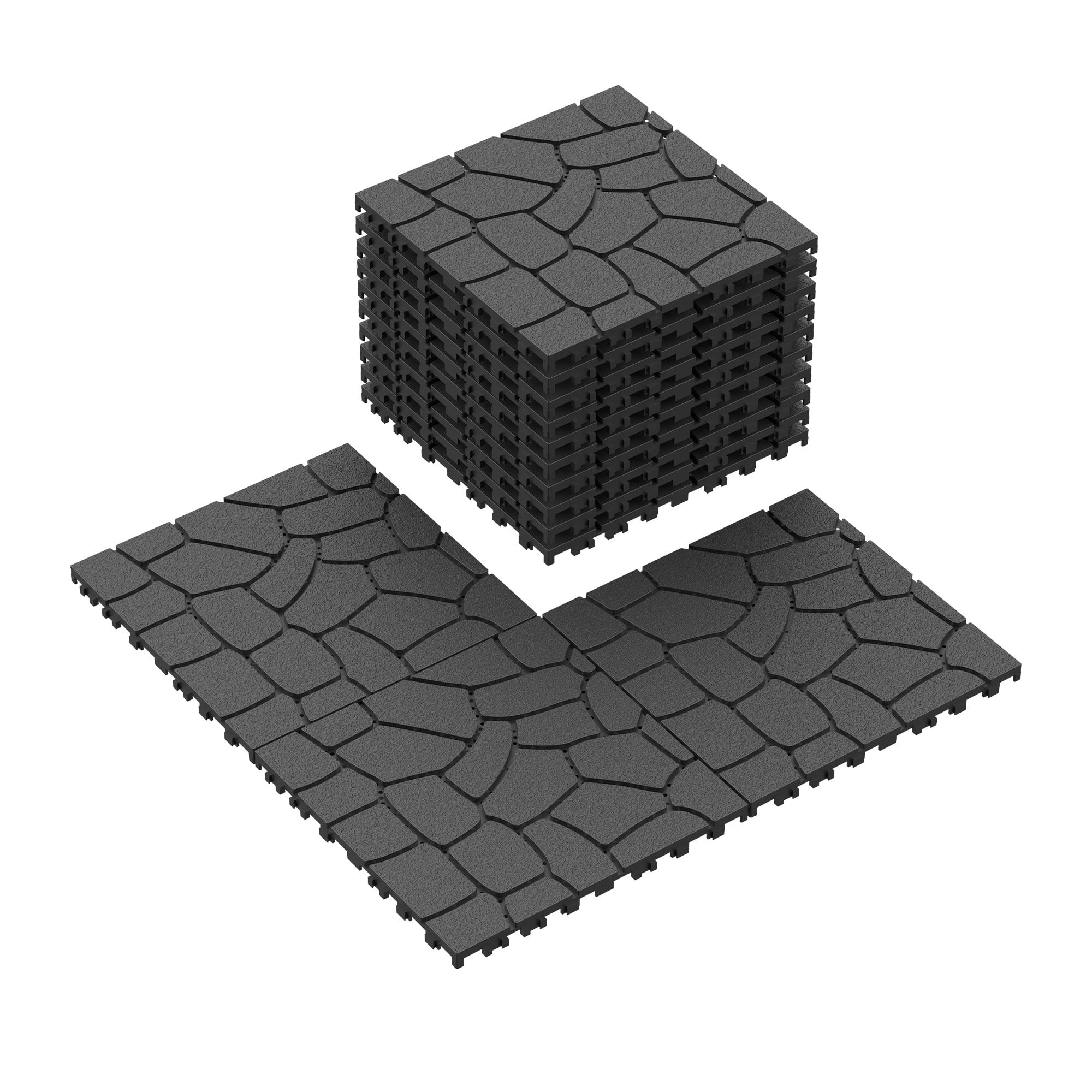 12" Patio Deck Tiles, DIY Module Interlocking Decking Tiles Floor Tile, Easy and Quick Installation Court Tiles for Porch Poolside Balcony Backyard 44pcs