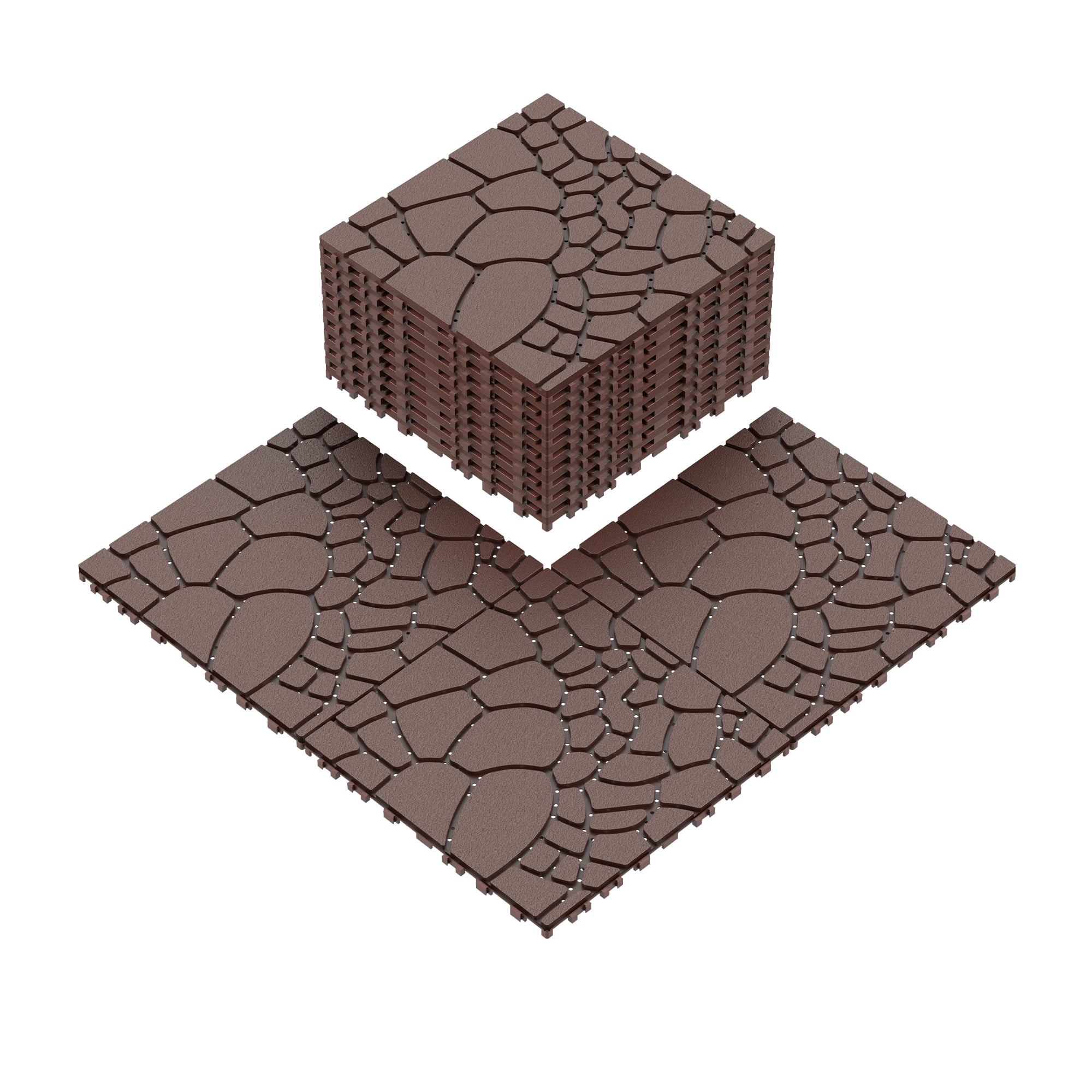 12" Patio Deck Tiles, DIY Module Interlocking Decking Tiles Floor Tile, Easy and Quick Installation Court Tiles for Porch Poolside Balcony Backyard 44pcs