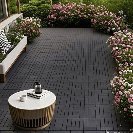 12" Patio Deck Tiles, DIY Module Interlocking Decking Tiles Floor Tile Outdoor and Indoor,Easy and Quick Installation Court Tiles for Porch Poolside Balcony Backyard 44pcs