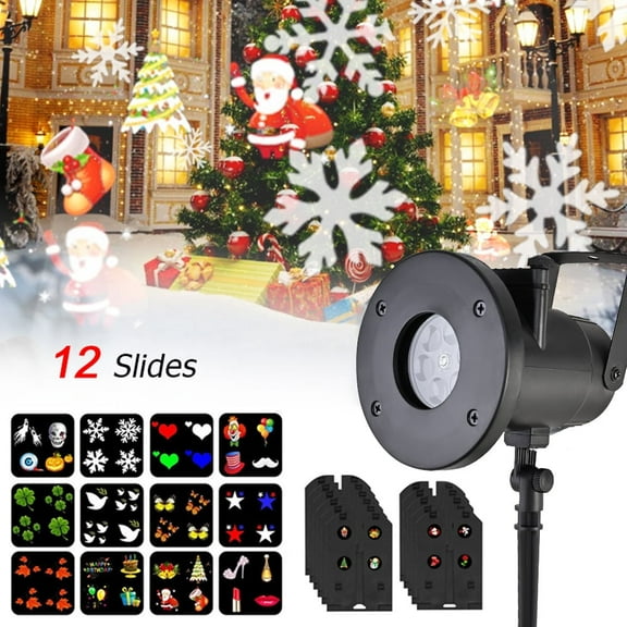 Ultimate 12-Pattern Christmas Snowflake Projector Light, Indoor/Outdoor Holiday Decoration with Easy Setup for Yard, House, Halloween & Party