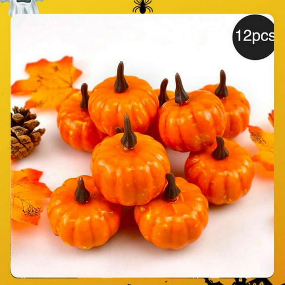 12 Pc Artificial Pumpkins Fall Decor Set, Rustic Farmhouse Harvest Halloween Thanksgiving Table Centerpiece for Home Kitchen Display