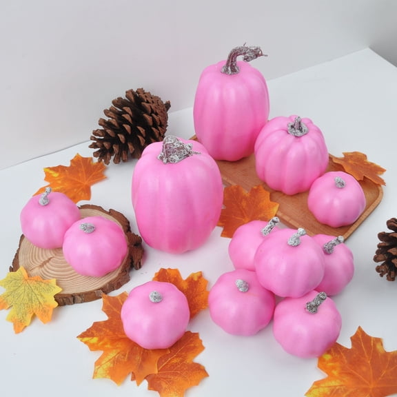 12 Pc Artificial Pumpkins Maple Leaves Halloween Fall Decor, Thanksgiving Harvest Table Centerpiece Ornament for Home