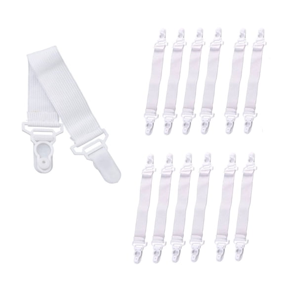 12 Pc Bed Sheet Grippers Set Cover Holders Metal Clasp Straps Clips Fasterners