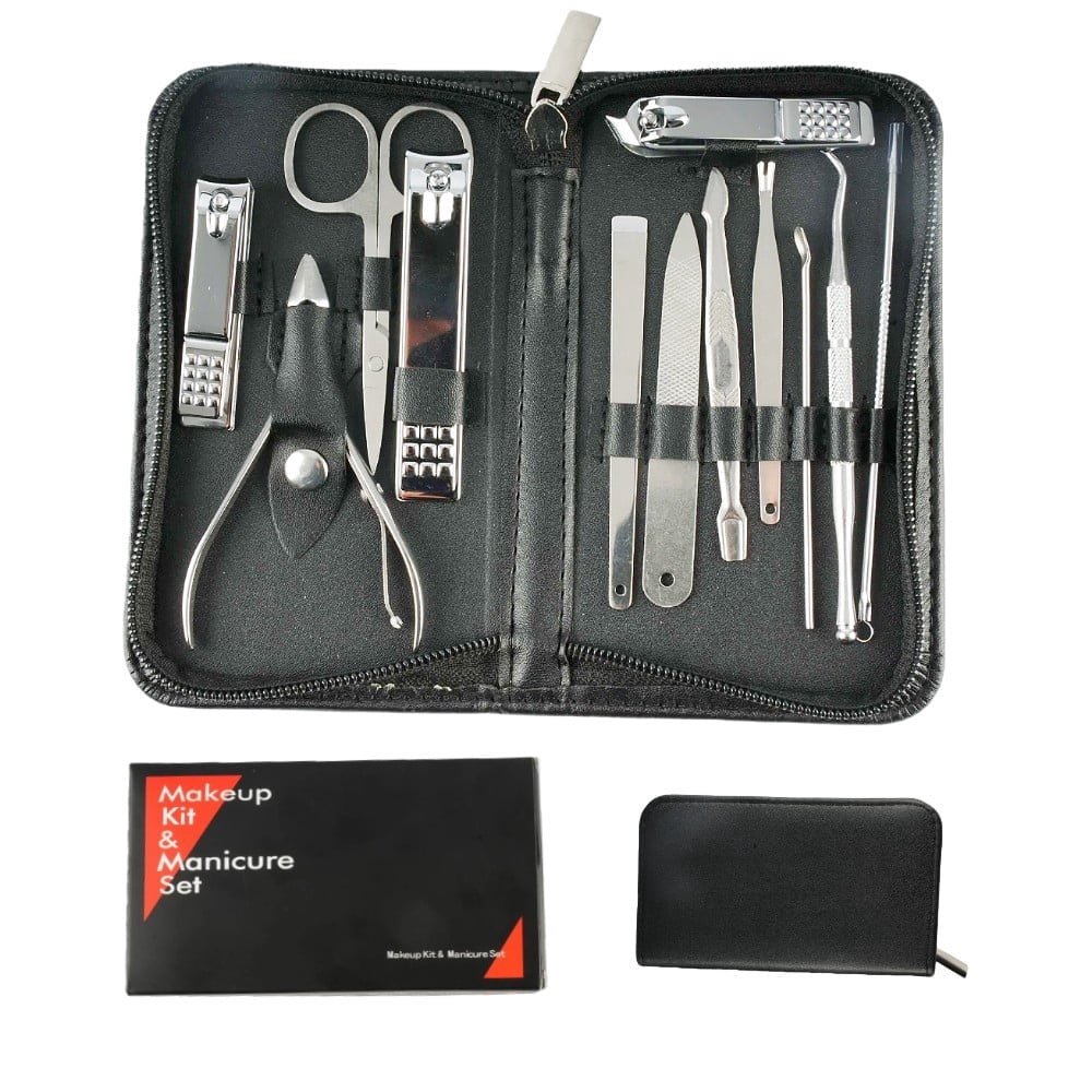 12-Pc-Black-Manicure-Set-Nail-