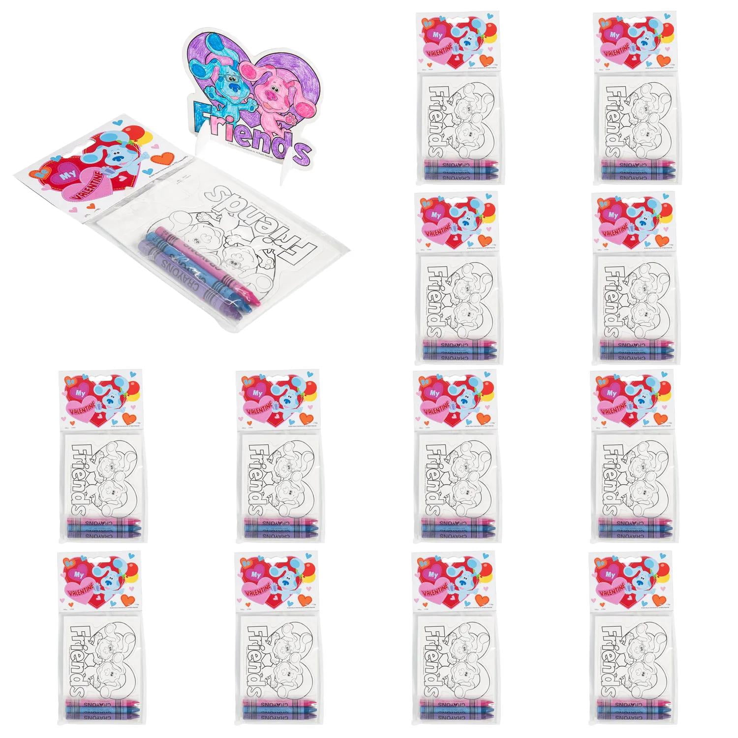 12 Pc. Blue’s Clues and You! Blue & Magenta Valentine Exchanges with Crayons for 12