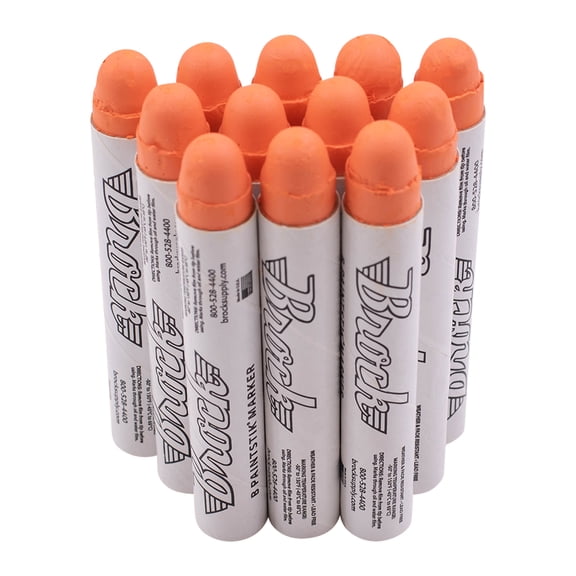 Brock B Orange Paintstik - Multi-Purpose Permanent Solid Paint Marking Crayon For Oily-Wet-Dry-Cold Surfaces - Weather & UV Resistant Box of 12 Markers ADS0950O