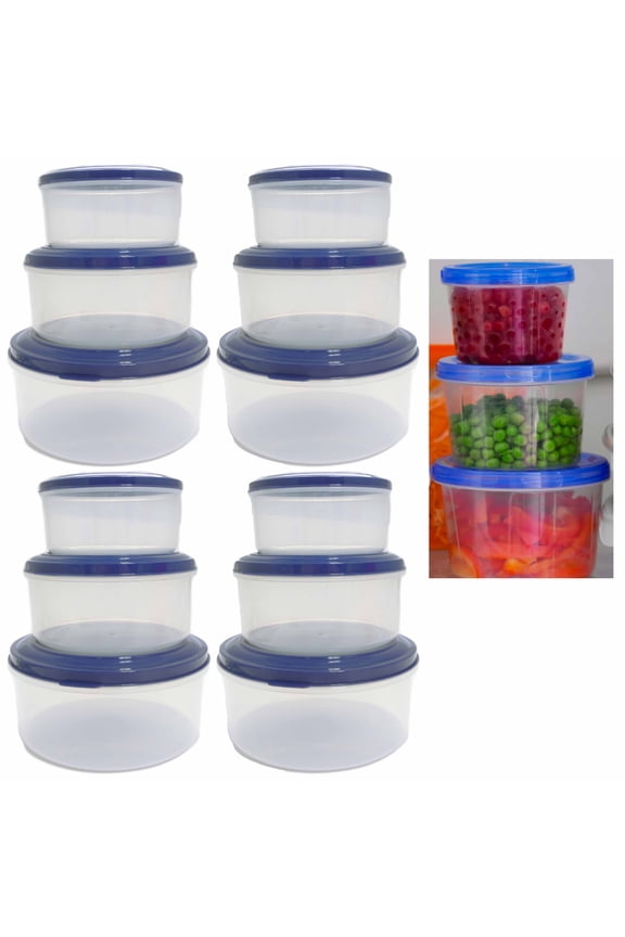 12 Microwave Food Storage Containers Nesting Lid Fridge Freezer 550ml 850ml 1.3L