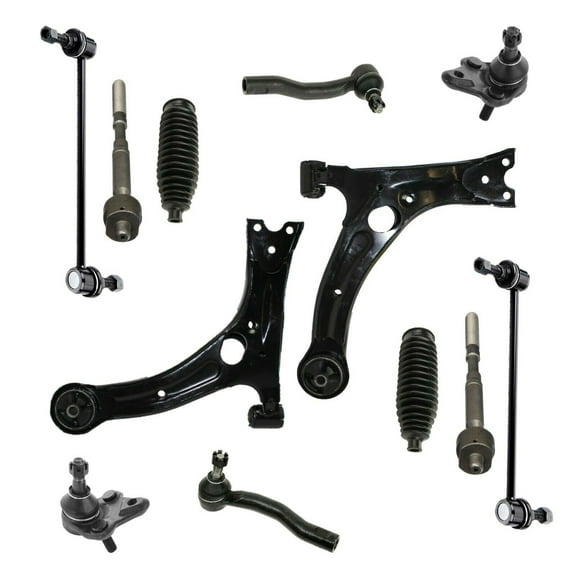 12 Pc Complete Suspension Control Arm Ball Joints Tie Rods Sway Bars Bellow Boots Kit