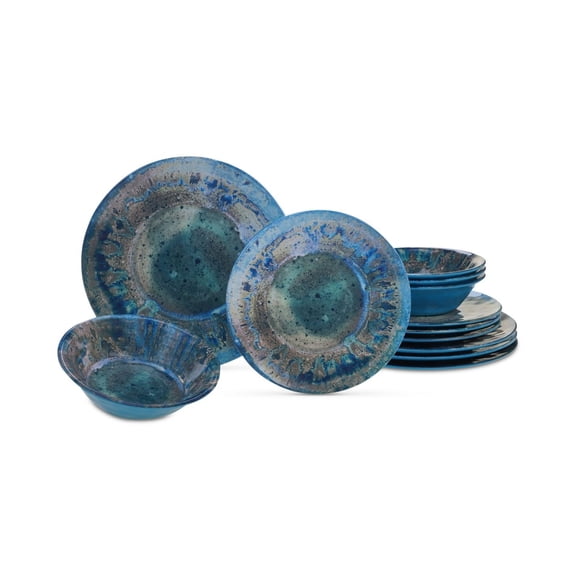 12 Pc. Dinnerware Set, Service for 4, Teal Melamine