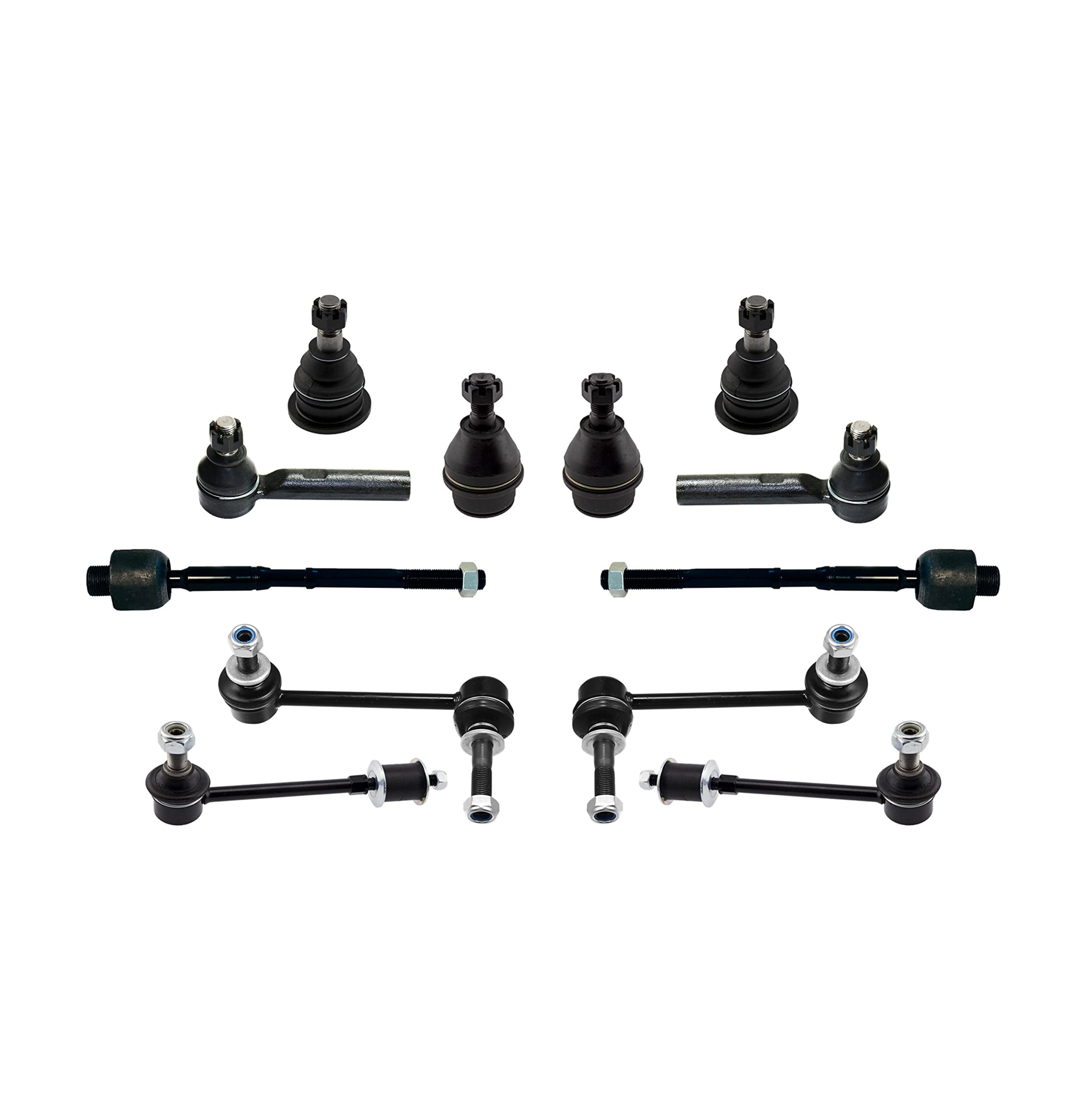 12 Pc Front & Rear Suspension Kit Upper & Lower Ball Joints, Tie Rod Ends, Sway Bar End Links