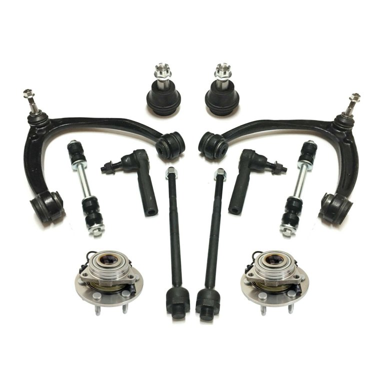 12 Pc Front Upper Control Arm w/ Ball Joints Outer Inner Tie Rod Ends Sway  Bars Wheel Bearing Assembly Complete Suspension Kit for 4WD MODELS