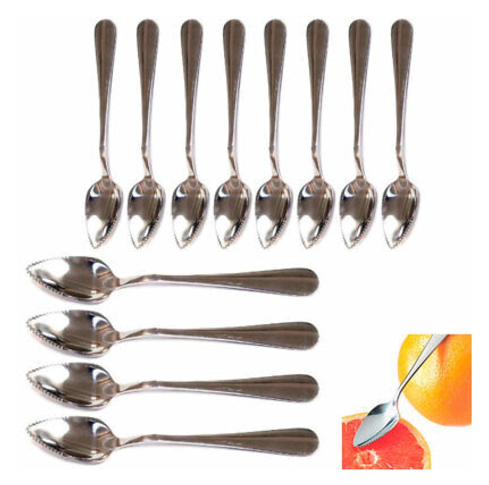 12 Pc Grapefruit Spoon Set Steel Serated Edge Flatware Heavy Duty Cirtus Fruit