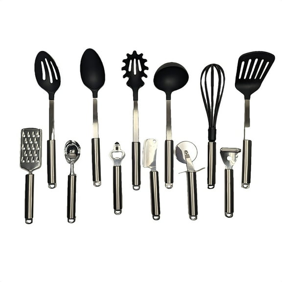 12 Pc Kitchen Tools Utensils Set Spatula Pasta Spoons Knives Home Baking Gadgets Cooking Essentials