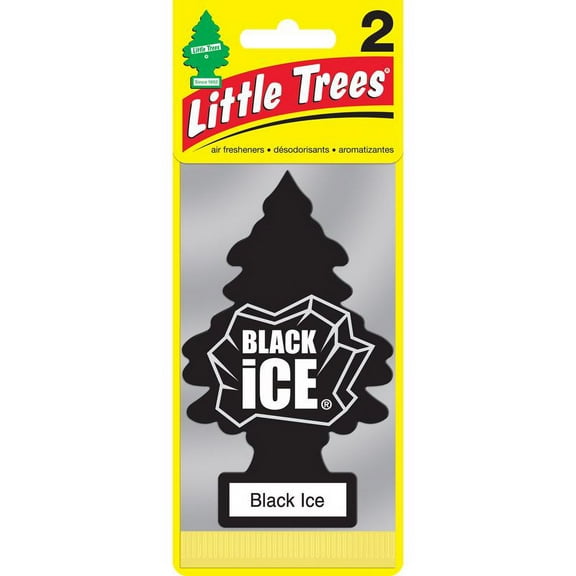 12 Pc, Little Trees Black Ice Scent Air Freshener Solid 2 Pk