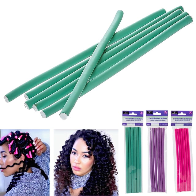 12 Pc Long Slim Flexi Rods Curl Hair Rollers Perm Curlers Foam Bend