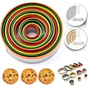 12 Pc Round Cookie Cutter Set stainless Steel Circle Biscuits Cutters with Storage Tin, For Dough, Pastry, Donut, Fondant, Sugarcraft, Fruit Vegetable DIY Cake Decoration