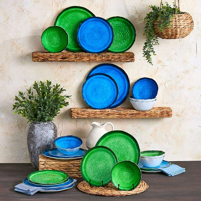 Melamine Dinner Plates Green Melamine Dishes AASHYANA 11 Pieces