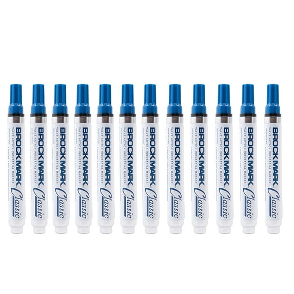 12 Pc Set Blue Brockmark Classic Industrial Permanent Paint Markers Pen Metal Glass Plastic Wood Rubber for Construction Auto Warehouse Arts