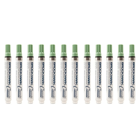 12 Pc Set Green Brockmark Classic Industrial Permanent Paint Markers Pen Metal Glass Plastic Wood Rubber for Construction Auto Home Arts