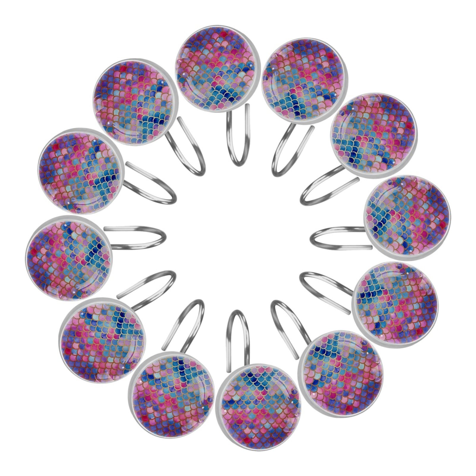 12Pc,Shower Curtain Hooks,Shower Curtain Hooks Rust Proof,Watercolor