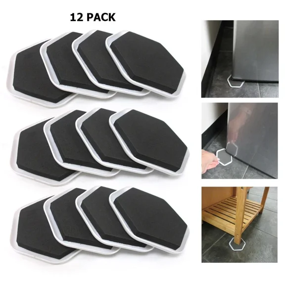 12 Pc Soft Furniture Sliders Pads Magic Movers Floor Wood Carpet Floor Protector