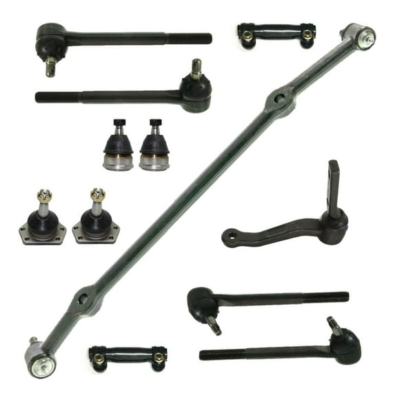12 Pc Steering Kit Adjusting Sleeves Front Inner & Outer Tie Rods Center Link with Idler Arm Upper and Lower Ball Joints