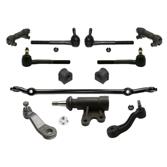 12 Pc Steering Kit Center Link, Adjunting Sleeves, Tie Rod Ends, Stabilizer Bar Bushings, Idler &Pitman Arms, Idler Arm Bracket Fits select: 1993-2000 CHEVROLET GMT-400, 1993-1999 CHEVROLET SUBURBAN