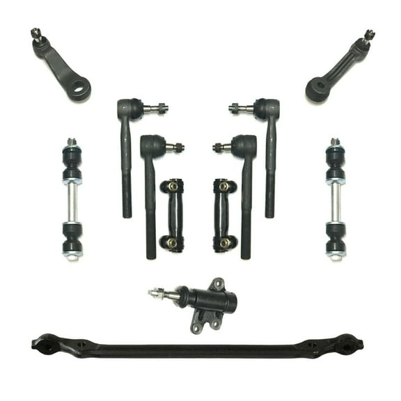 12 Pc Steering Kit Tie Rod Ends Adjusting Sleeves Sway Bars Center Link Idler Arm Bracket Assembly Pitman Arms Fits select: 1995-2000 CHEVROLET TAHOE, 1999 GMC DENALI