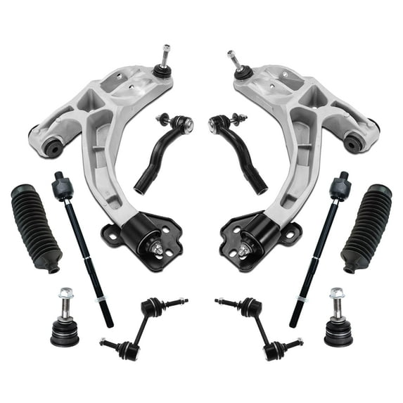 12 Pc Suspension Kit Lower Control Arms, Tie Rod Ends with Bellow Boots, Sway Bar End Links, Upper Ball Joints Fits Ford Crown Victoria/Lincoln Town Car/Mercury Grand Marquis
