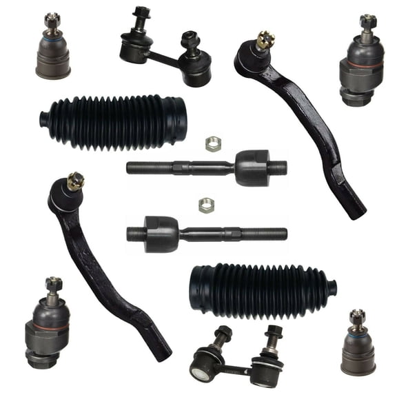 12 Pc Suspension Kit Sway Bar Links Inner Outer Tie Rods + Bellow Boots + Lower & Upper Ball Joints (Adjustable)