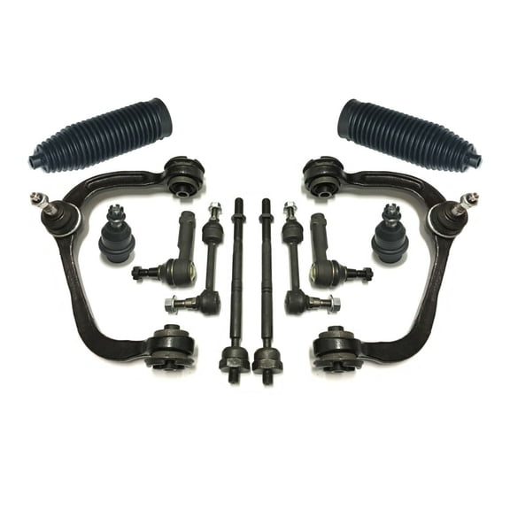 12 Pc Upper Control Arm Lower Ball Joints Tie Rod Ends + Bellow Boots Sway Bar Links Suspension Kit Compatible with 4WD Models Fits select: 2004-2005 FORD F150