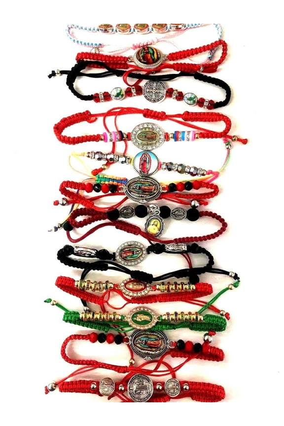 12 Pc mixed religious string Guadalupe and saint Jude Bracelet Communion Favors