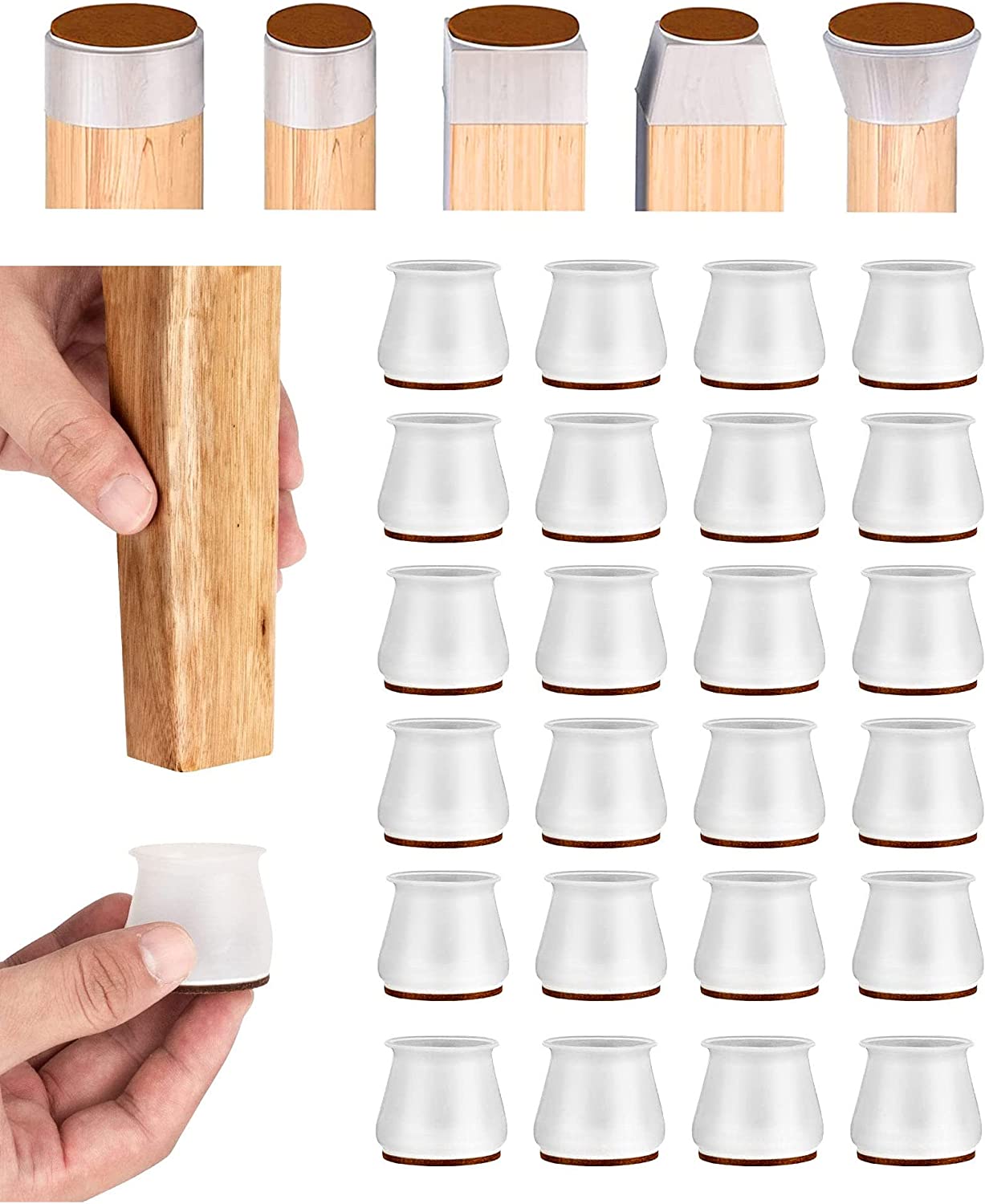 12 Pcs 0.83 Inch Silicone Chair Leg Caps Floor Protectors Round Furniture Table Feet Covers