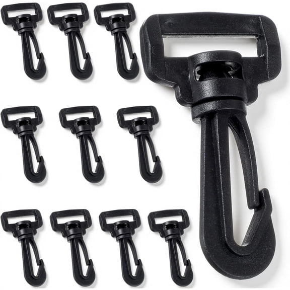 12 Pcs 1.3 Inch Plastic Swivel Snap Hooks, Heavy Duty 360 Degree Rotating Lanyard Clips and Purse Hardware Buckles for Bags, Backpacks, and DIY Crafts - Black