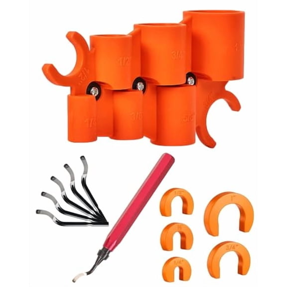 12 Pcs 1/4-1 Inch Depth Gauge and Pipe Deburring Tool, Removal Tools Set for Sharkbite Fittings, Deburring Tool with 5 High Speed Steel Blades,Plumbing Tools Kit for PEX Copper PVC CPVC Pipes$$Tools