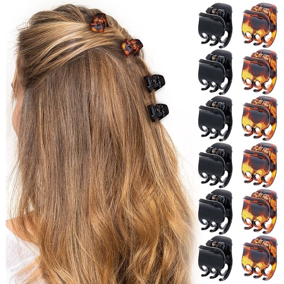 12 Pcs 1.5 CM Mini Small Hair Claw Clips for Women Girls,Plastic Jaw Clamps Clips Non-Slip Tiny Multifunction Hair Claws Hair Styling Accessories for Design Kids and Adult