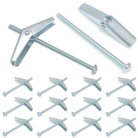 12 Pcs 1/8 x 2 Inch Spring Toggle Bolt, Heavy Duty Drywall Anchors, Butterfly Anchors, Metal Toggle Bolt for Hanging Heavy Items on Drywall Wood