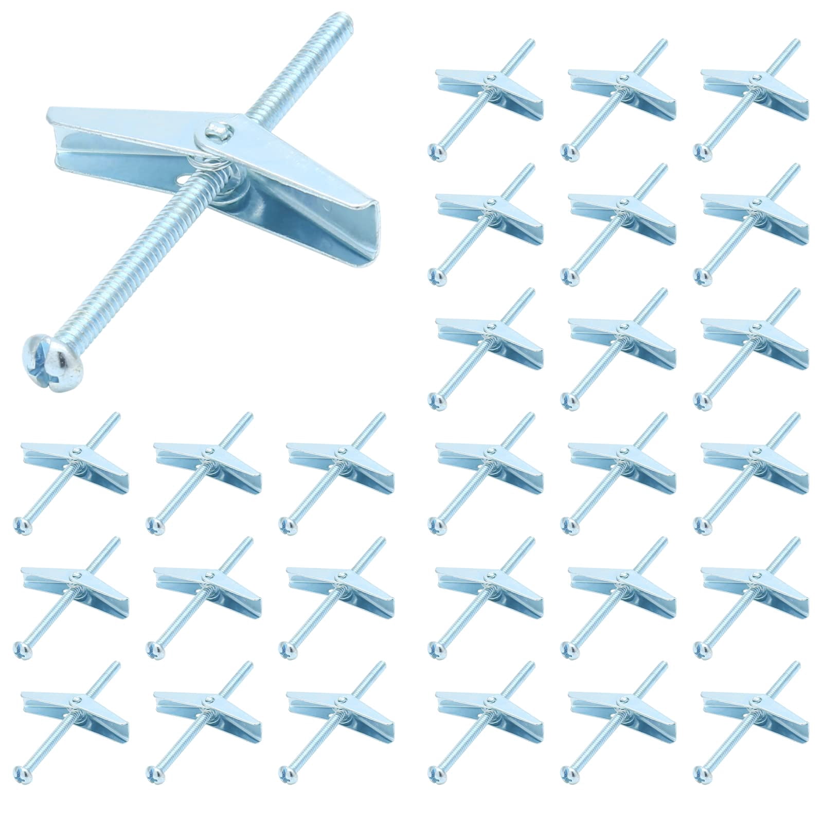 12 Pcs 1/8 x 2 Inch Spring Toggle Bolt, Heavy Duty Drywall Anchors, Butterfly Anchors, Metal Toggle Bolt for Hanging Heavy Items on Drywall Wood