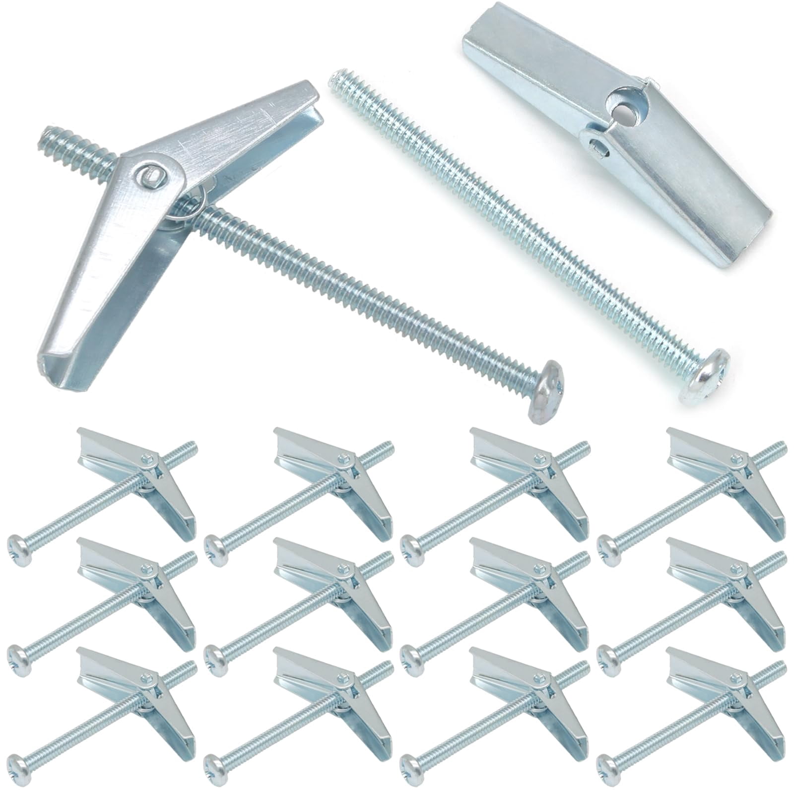 12 Pcs 1/8 x 2 Inch Spring Toggle Bolt, Heavy Duty Drywall Anchors, Butterfly Anchors, Metal Toggle Bolt for Hanging Heavy Items on Drywall Wood
